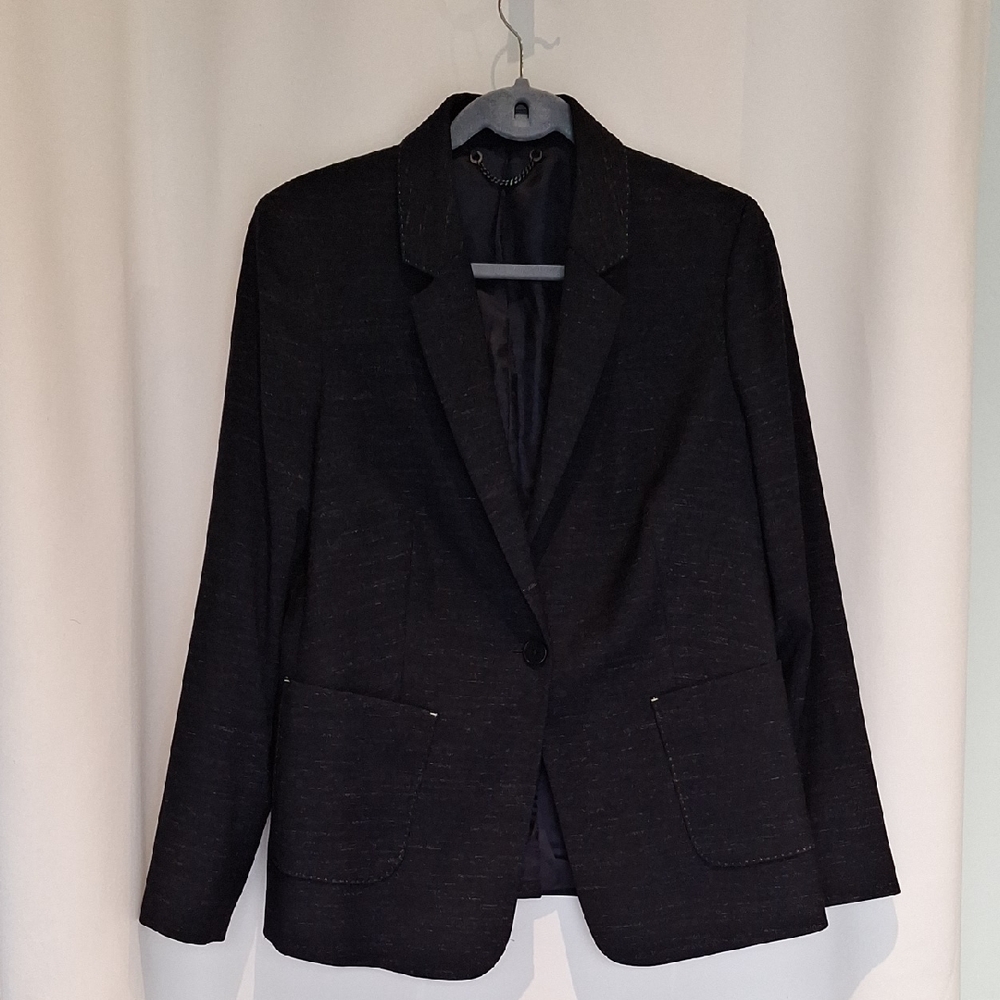 Jigsaw Single Button Blazer Black With Gray Size 12